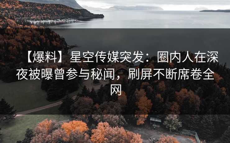 【爆料】星空传媒突发:圈内人在深夜被曝曾参与秘闻,刷屏不断席卷全网