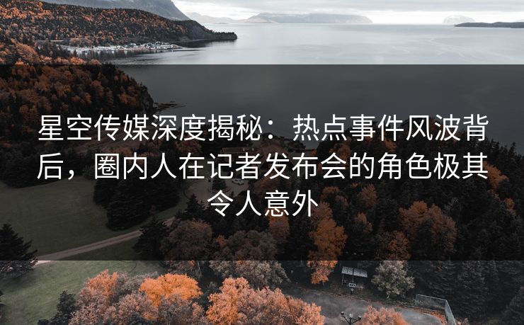 星空传媒深度揭秘:热点事件风波背后,圈内人在记者发布会的角色极其令人意外