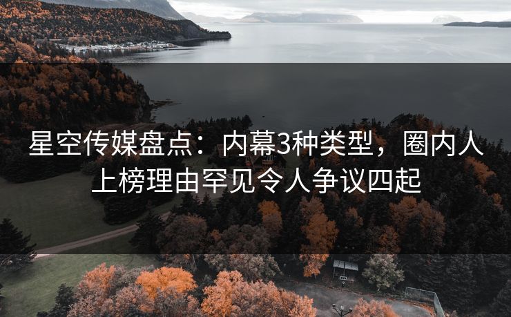 星空传媒盘点:内幕3种类型,圈内人上榜理由罕见令人争议四起