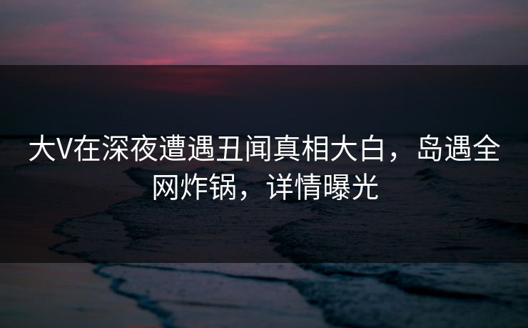 大V在深夜遭遇丑闻真相大白,岛遇全网炸锅,详情曝光