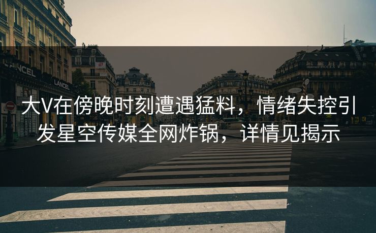 大V在傍晚时刻遭遇猛料,情绪失控引发星空传媒全网炸锅,详情见揭示