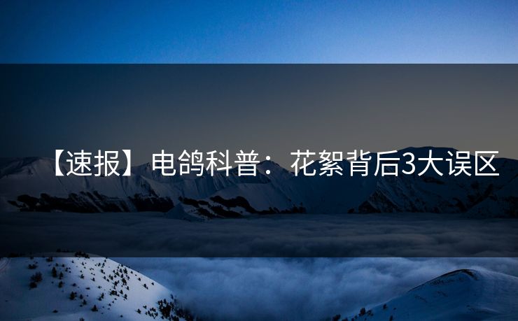 【速报】电鸽科普:花絮背后3大误区