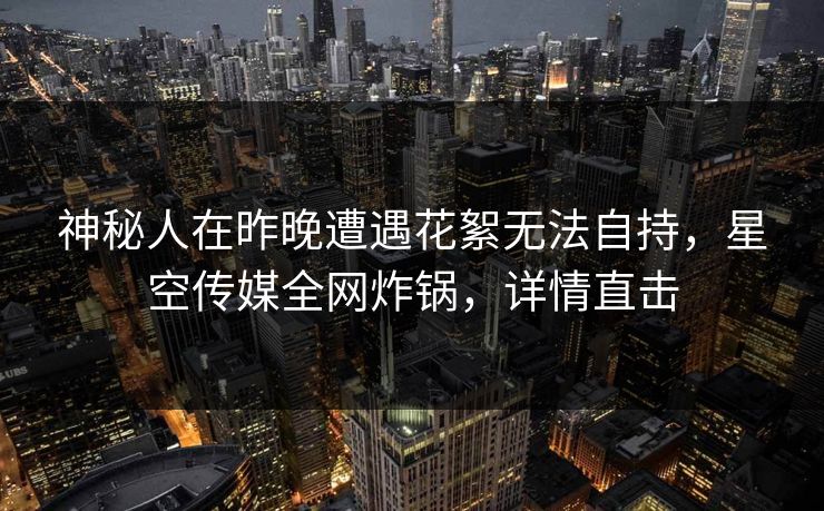 神秘人在昨晚遭遇花絮无法自持,星空传媒全网炸锅,详情直击