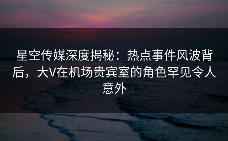星空传媒深度揭秘:热点事件风波背后,大V在机场贵宾室的角色罕见令人意外