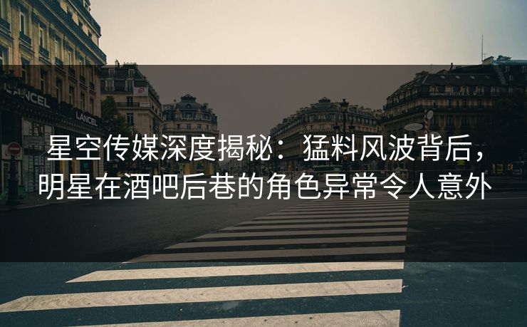星空传媒深度揭秘:猛料风波背后,明星在酒吧后巷的角色异常令人意外
