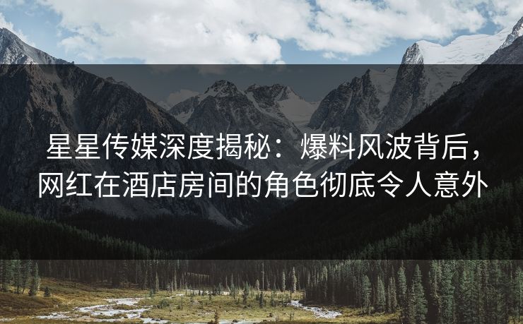 星星传媒深度揭秘:爆料风波背后,网红在酒店房间的角色彻底令人意外