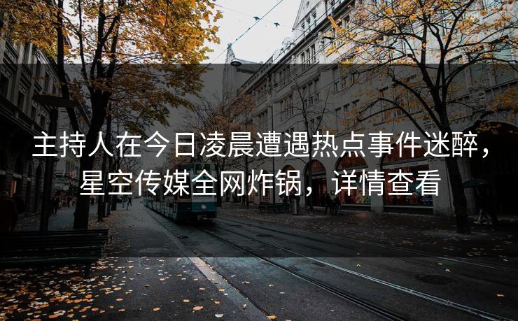 主持人在今日凌晨遭遇热点事件迷醉,星空传媒全网炸锅,详情查看