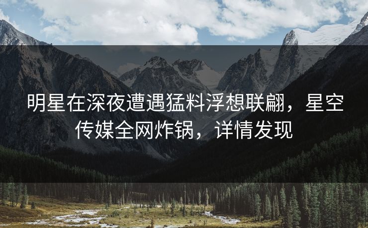 明星在深夜遭遇猛料浮想联翩,星空传媒全网炸锅,详情发现