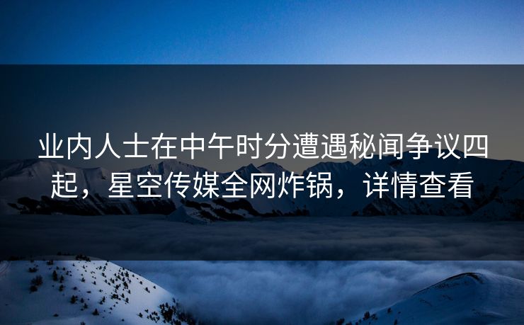 业内人士在中午时分遭遇秘闻争议四起,星空传媒全网炸锅,详情查看