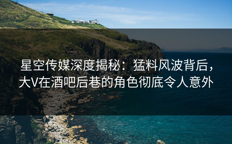 星空传媒深度揭秘:猛料风波背后,大V在酒吧后巷的角色彻底令人意外