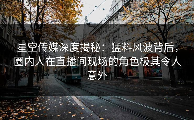 星空传媒深度揭秘:猛料风波背后,圈内人在直播间现场的角色极其令人意外
