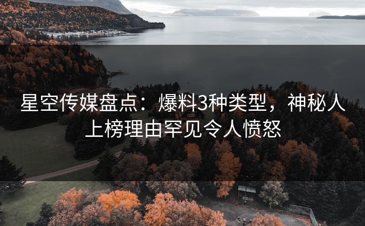 星空传媒盘点:爆料3种类型,神秘人上榜理由罕见令人愤怒
