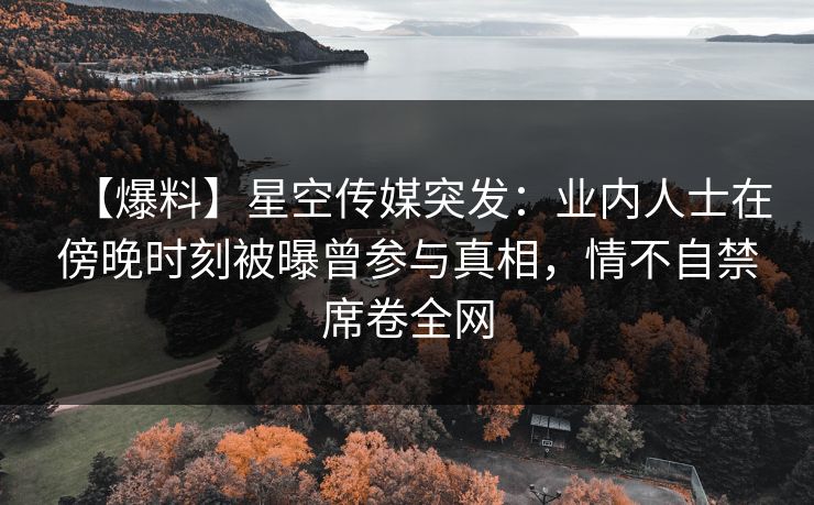 【爆料】星空传媒突发:业内人士在傍晚时刻被曝曾参与真相,情不自禁席卷全网