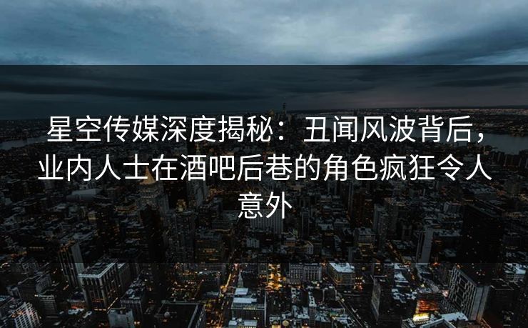 星空传媒深度揭秘:丑闻风波背后,业内人士在酒吧后巷的角色疯狂令人意外