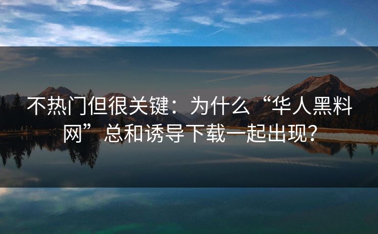 不热门但很关键：为什么“华人黑料网”总和诱导下载一起出现？
