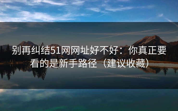 别再纠结51网网址好不好：你真正要看的是新手路径（建议收藏）